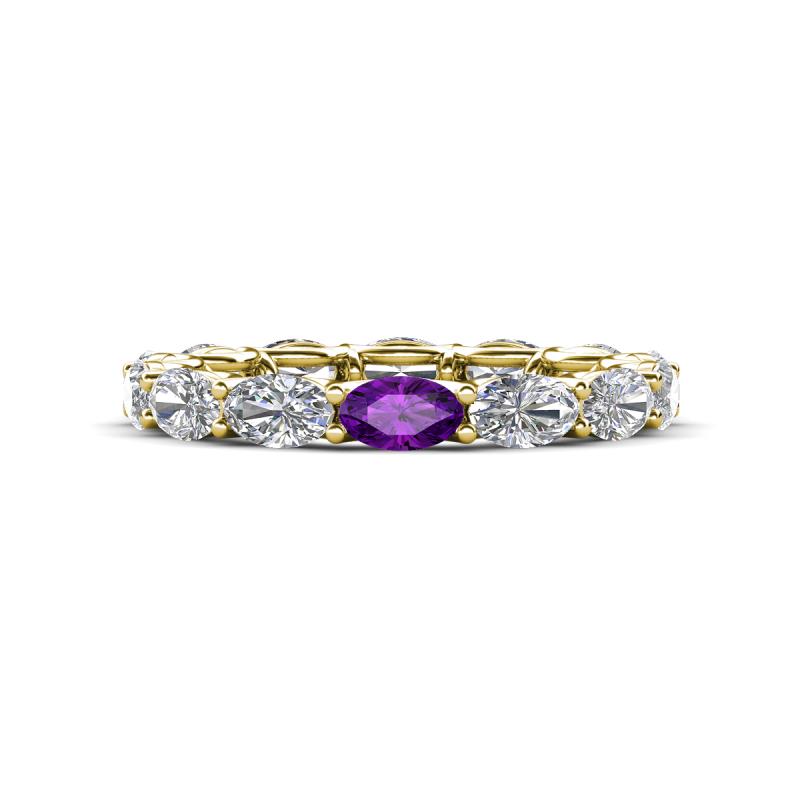 Madison 5x3 mm Oval Diamond and Amethyst Eternity Band 