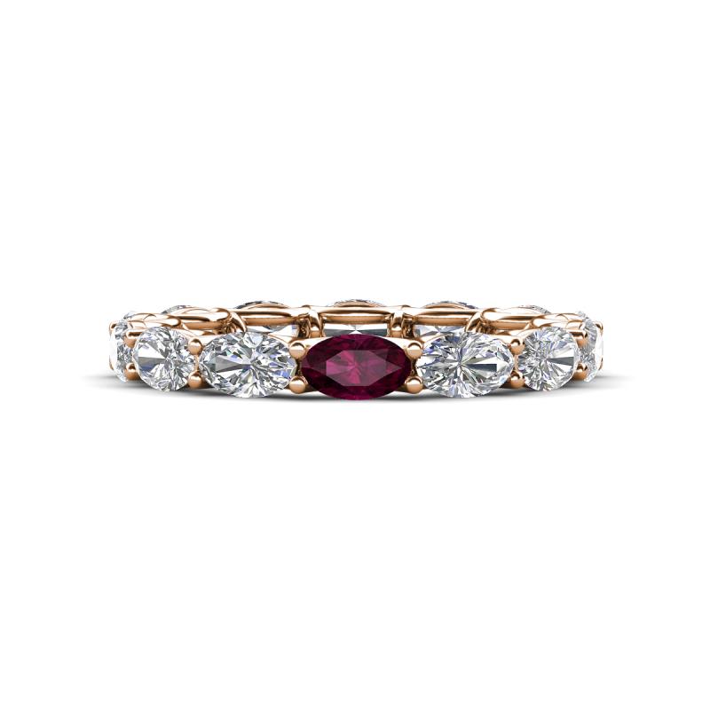 Madison 5x3 mm Oval Diamond and Rhodolite Garnet Eternity Band 