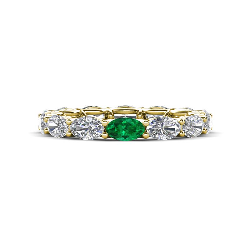 Madison 5x3 mm Oval Diamond and Emerald Eternity Band 