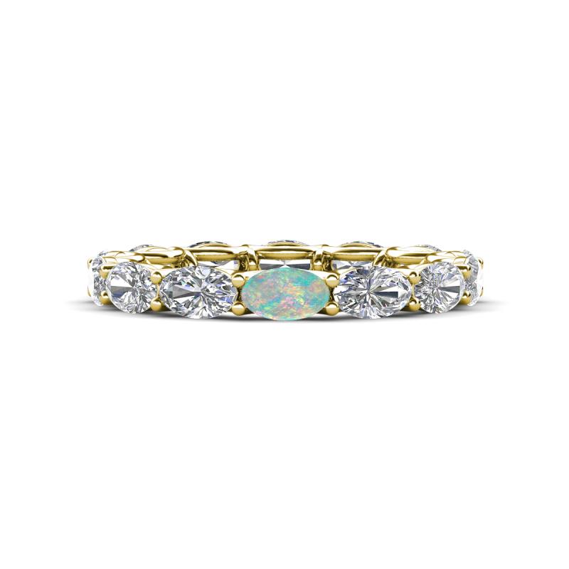Madison 5x3 mm Oval Diamond and Opal Eternity Band 
