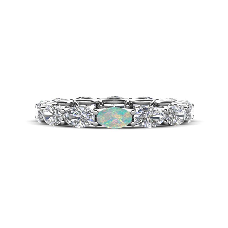 Madison 5x3 mm Oval Diamond and Opal Eternity Band 