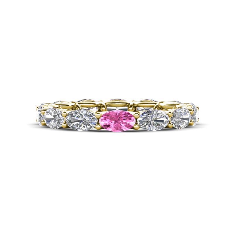 Madison 5x3 mm Oval Lab Grown Diamond and Pink Sapphire Eternity Band 