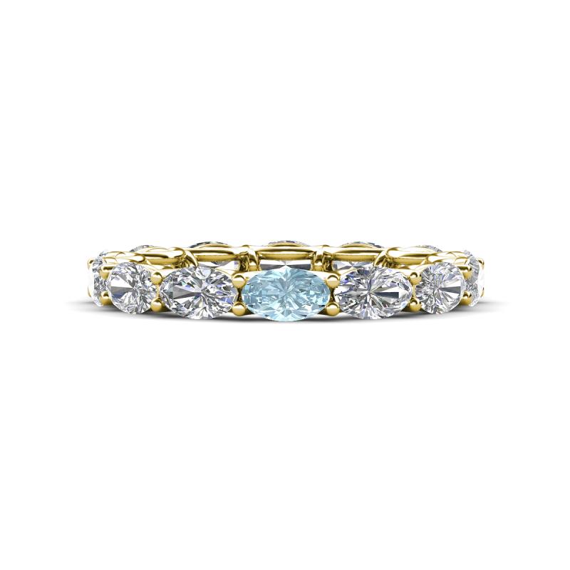 Madison 5x3 mm Oval Lab Grown Diamond and Aquamarine Eternity Band 