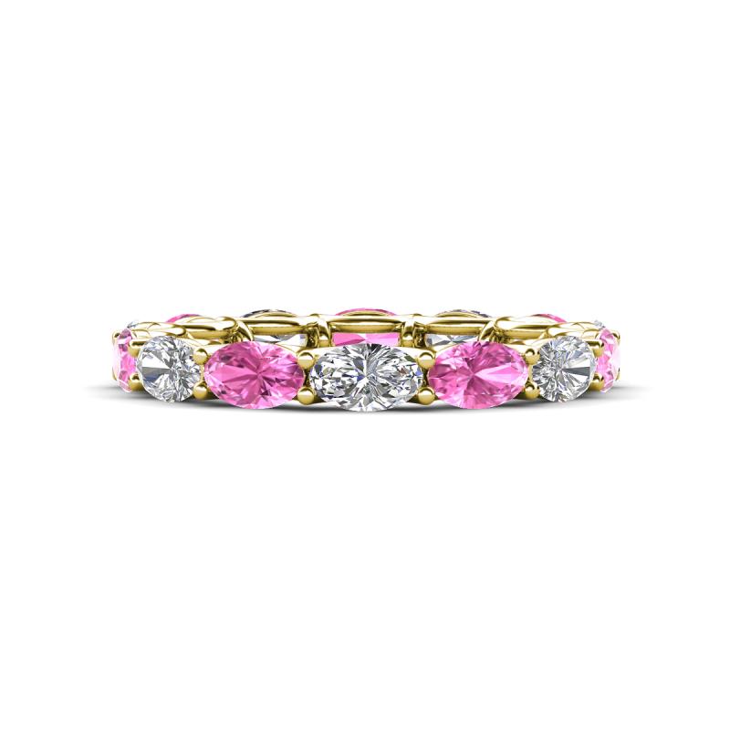 Madison 5x3 mm Oval Diamond and Pink Sapphire Eternity Band 