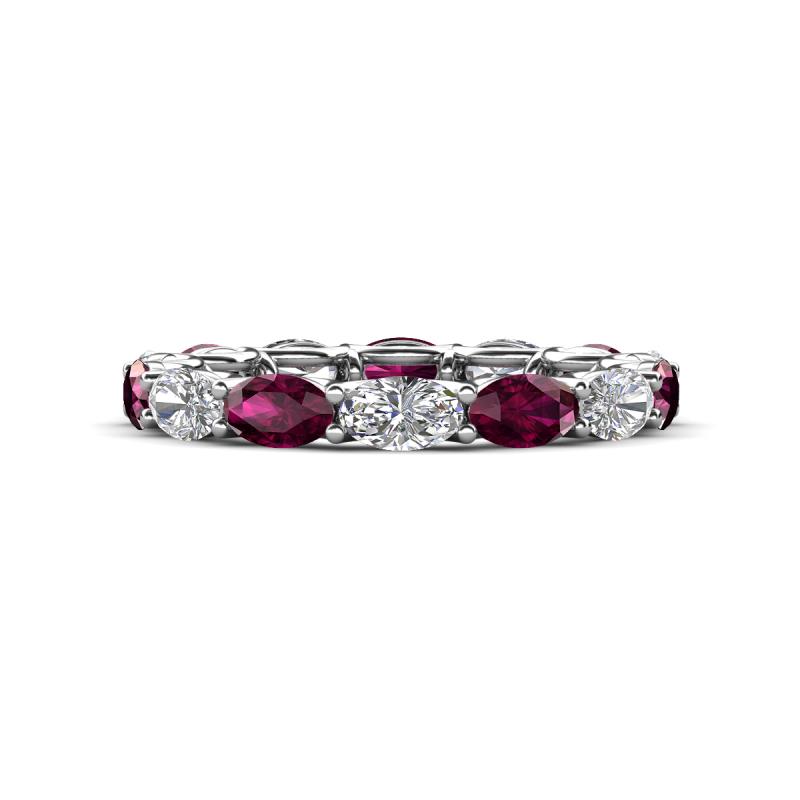 Madison 5x3 mm Oval Diamond and Rhodolite Garnet Eternity Band 