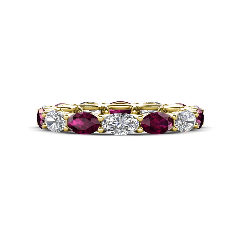 Madison 5x3 mm Oval Diamond and Rhodolite Garnet Eternity Band 