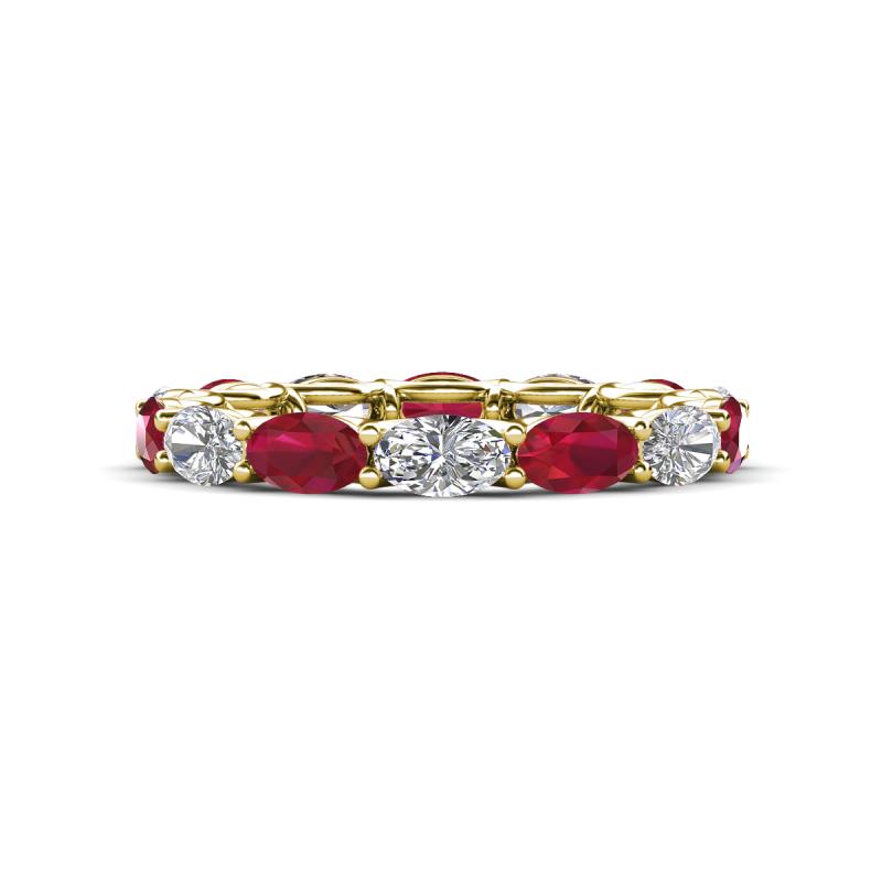 Madison 5x3 mm Oval Diamond and Ruby Eternity Band 