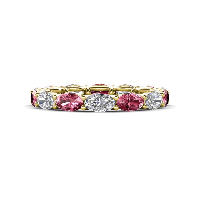 Madison 5x3 mm Oval Diamond and Pink Tourmaline Eternity Band 