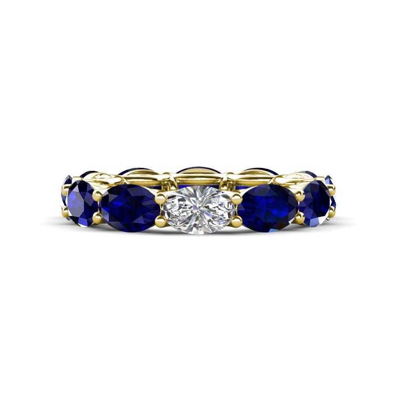 Madison 6x4 mm Oval Diamond and Blue Sapphire Eternity Band 