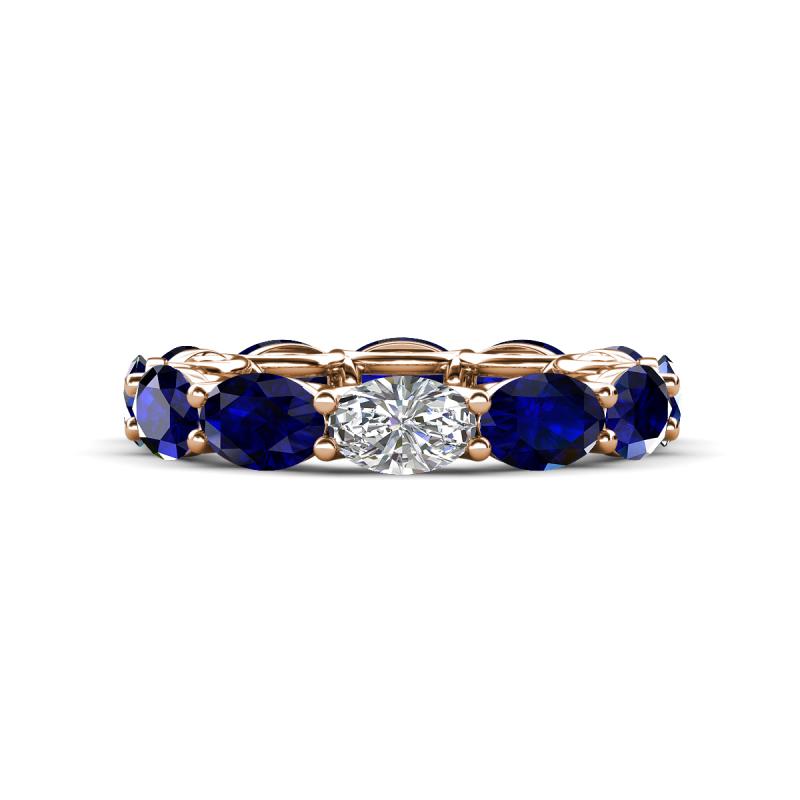 Madison 6x4 mm Oval Diamond and Blue Sapphire Eternity Band 