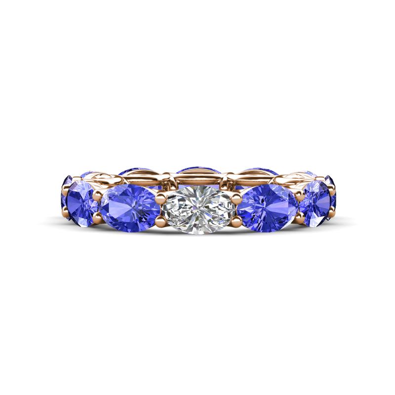 Madison 6x4 mm Oval Diamond and Tanzanite Eternity Band 
