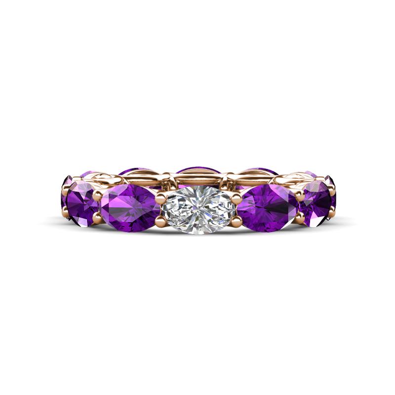Madison 6x4 mm Oval Diamond and Amethyst Eternity Band 
