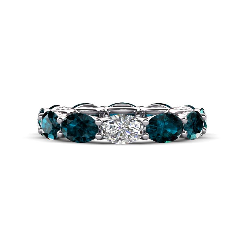 Madison 6x4 mm Oval Diamond and London Blue Topaz Eternity Band 