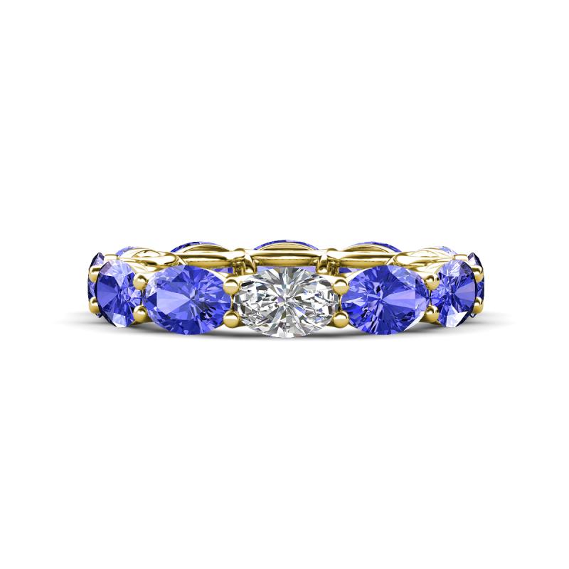 Madison 6x4 mm Oval Diamond and Tanzanite Eternity Band 