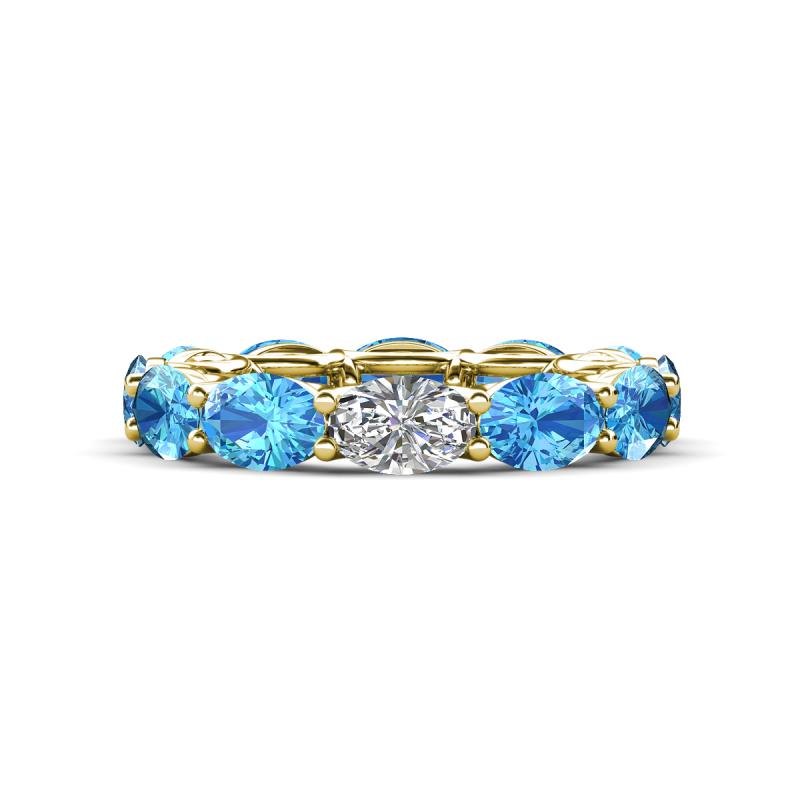 Madison 6x4 mm Oval Diamond and Blue Topaz Eternity Band 
