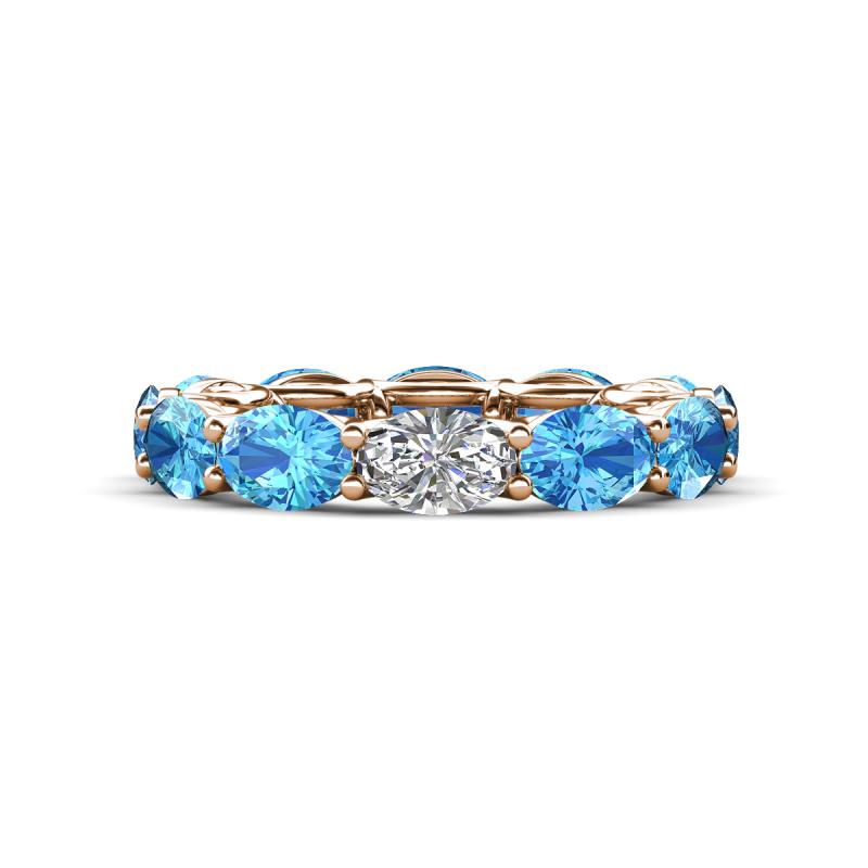 Madison 6x4 mm Oval Diamond and Blue Topaz Eternity Band 