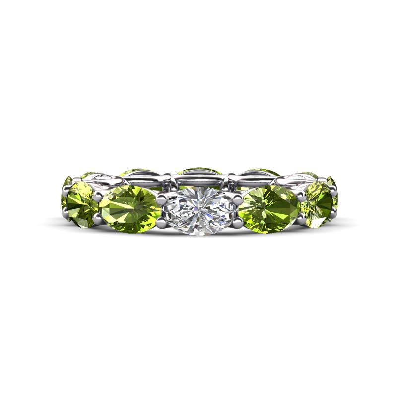 Madison 6x4 mm Oval Diamond and Peridot Eternity Band 