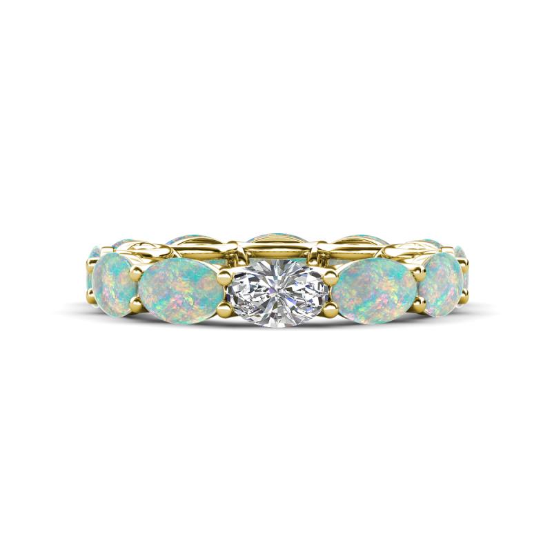 Madison 6x4 mm Oval Diamond and Opal Eternity Band 