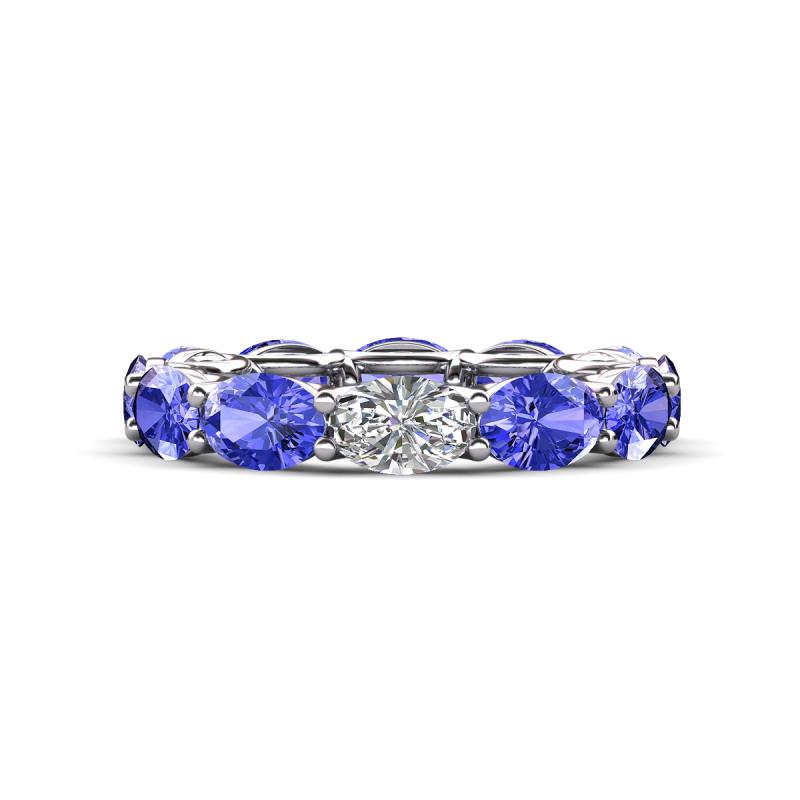 Madison 6x4 mm Oval Lab Grown Diamond and Tanzanite Eternity Band 