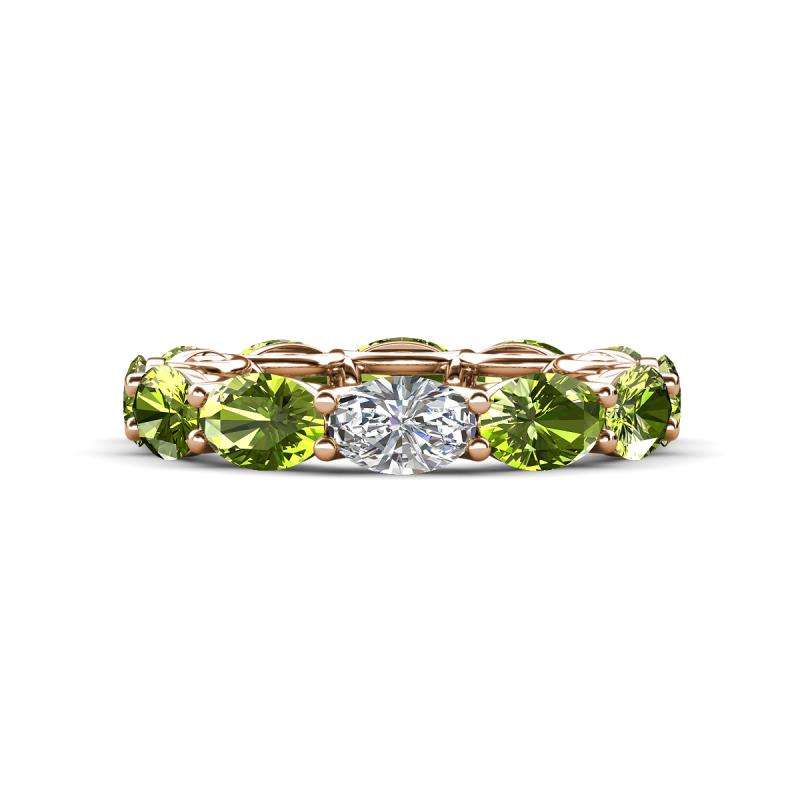 Madison 6x4 mm Oval Lab Grown Diamond and Peridot Eternity Band 
