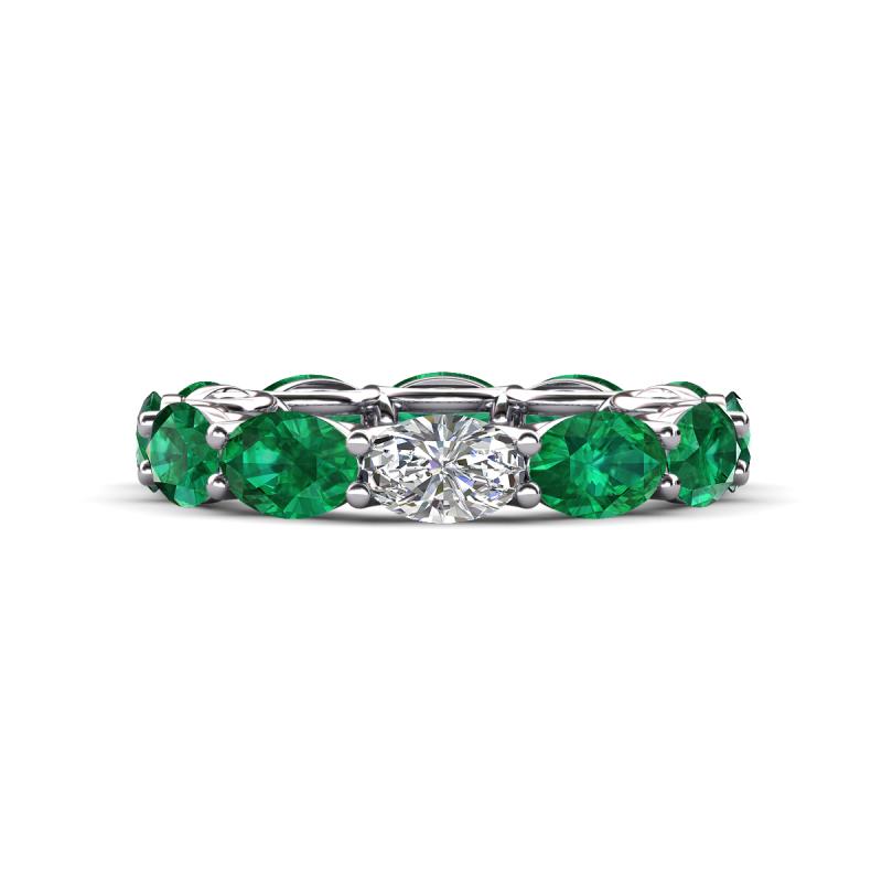 Madison 6x4 mm Oval Lab Grown Diamond and Emerald Eternity Band 