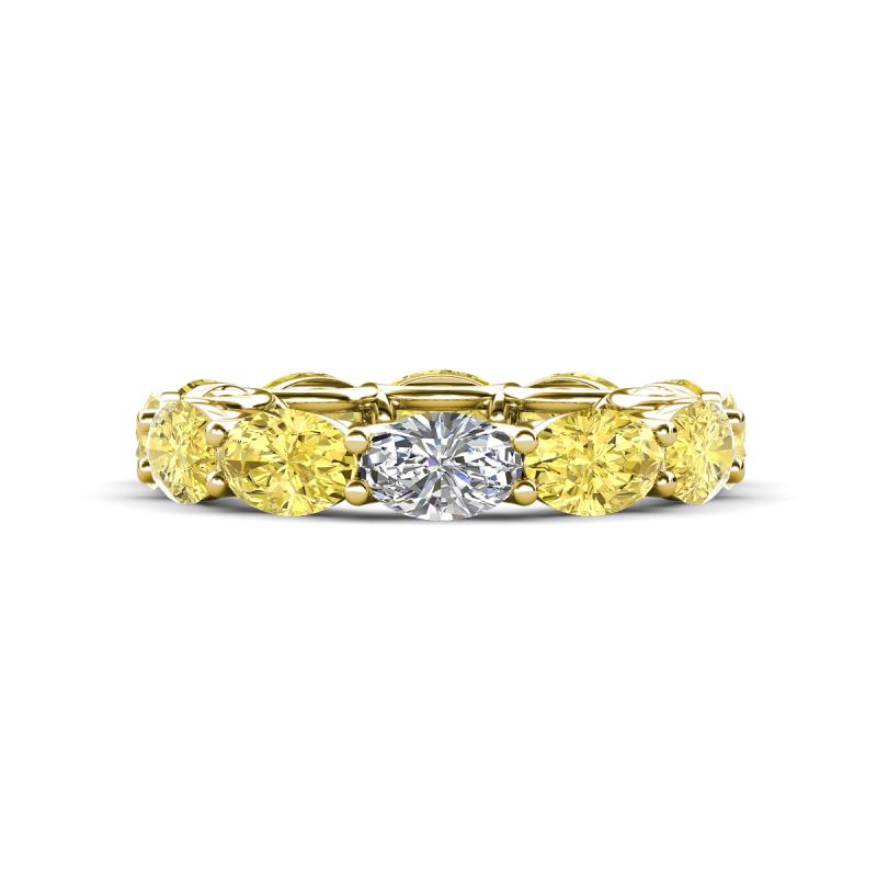 Madison 6x4 mm Oval Lab Grown Diamond and Yellow Sapphire Eternity Band 