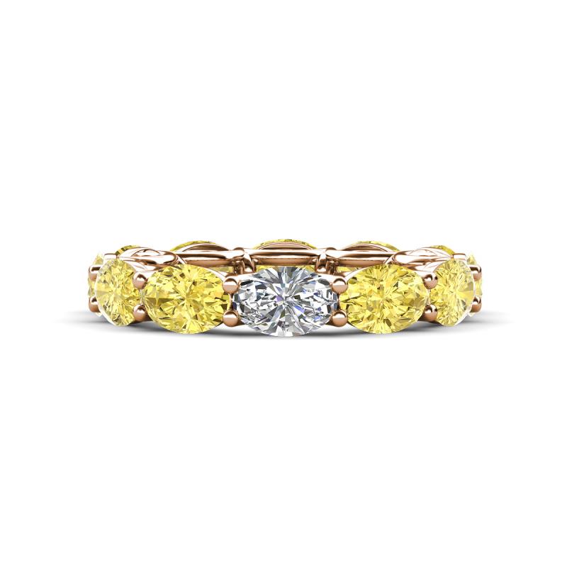 Madison 6x4 mm Oval Lab Grown Diamond and Yellow Sapphire Eternity Band 