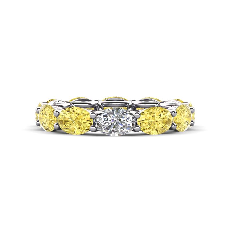 Madison 6x4 mm Oval Lab Grown Diamond and Yellow Sapphire Eternity Band 