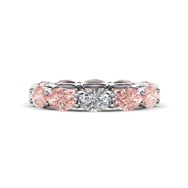 Madison 6x4 mm Oval Lab Grown Diamond and Morganite Eternity Band 