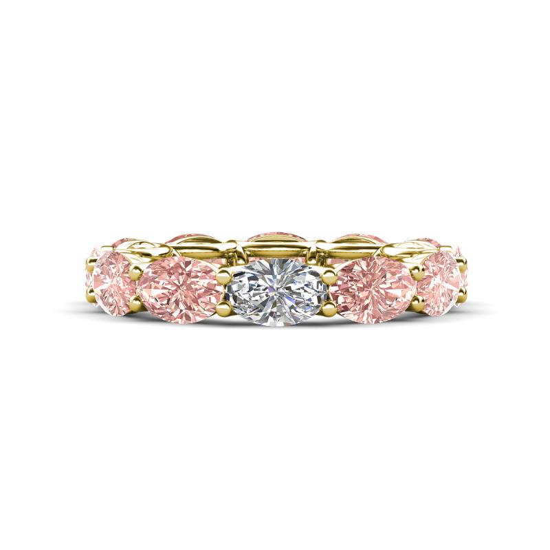 Madison 6x4 mm Oval Lab Grown Diamond and Morganite Eternity Band 