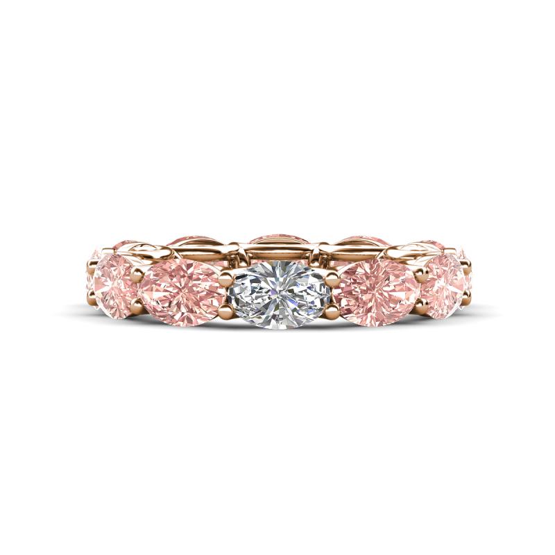 Madison 6x4 mm Oval Lab Grown Diamond and Morganite Eternity Band 