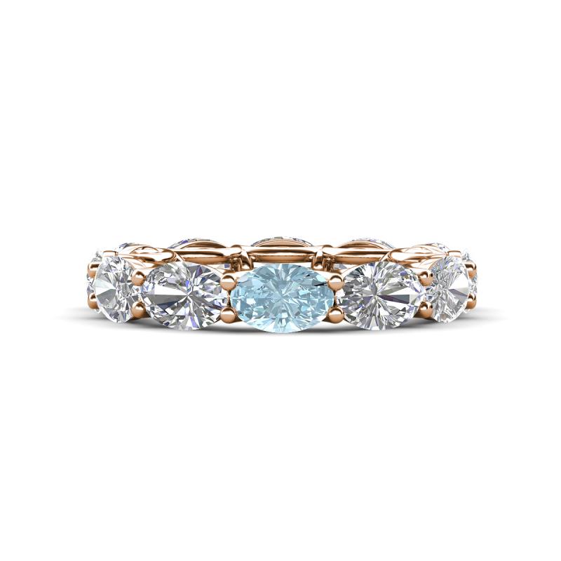 Madison 6x4 mm Oval Diamond and Aquamarine Eternity Band 