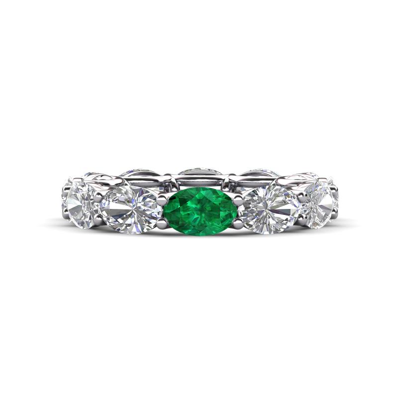 Madison 6x4 mm Oval Diamond and Emerald Eternity Band 