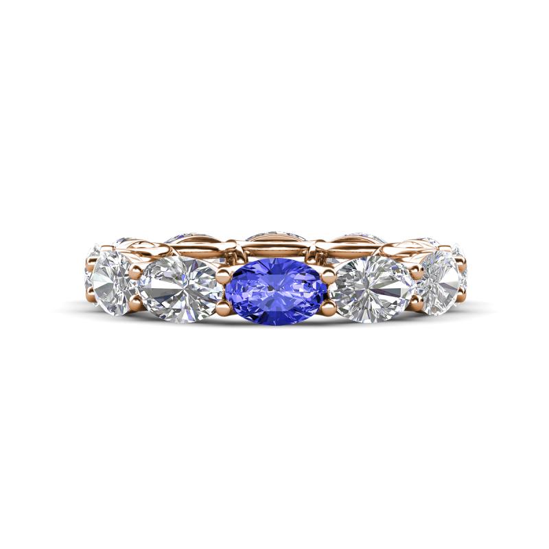 Madison 6x4 mm Oval Diamond and Tanzanite Eternity Band 