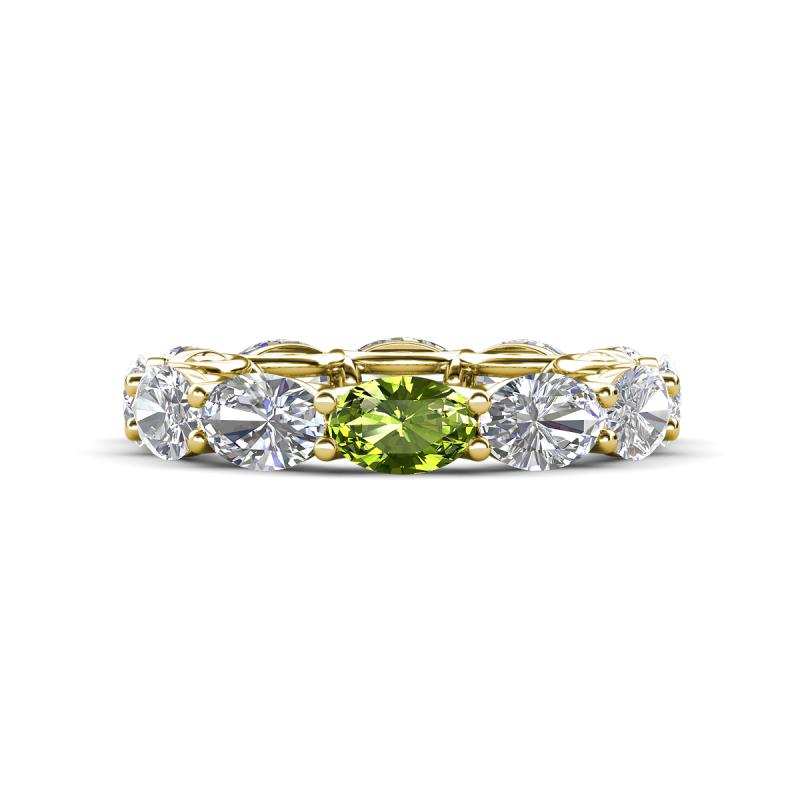 Madison 6x4 mm Oval Diamond and Peridot Eternity Band 