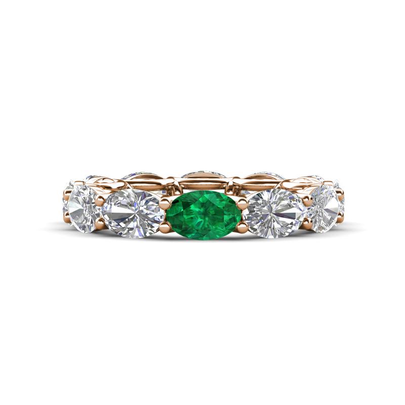 Madison 6x4 mm Oval Diamond and Emerald Eternity Band 