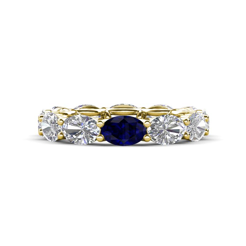 Madison 6x4 mm Oval Lab Grown Diamond and Blue Sapphire Eternity Band 