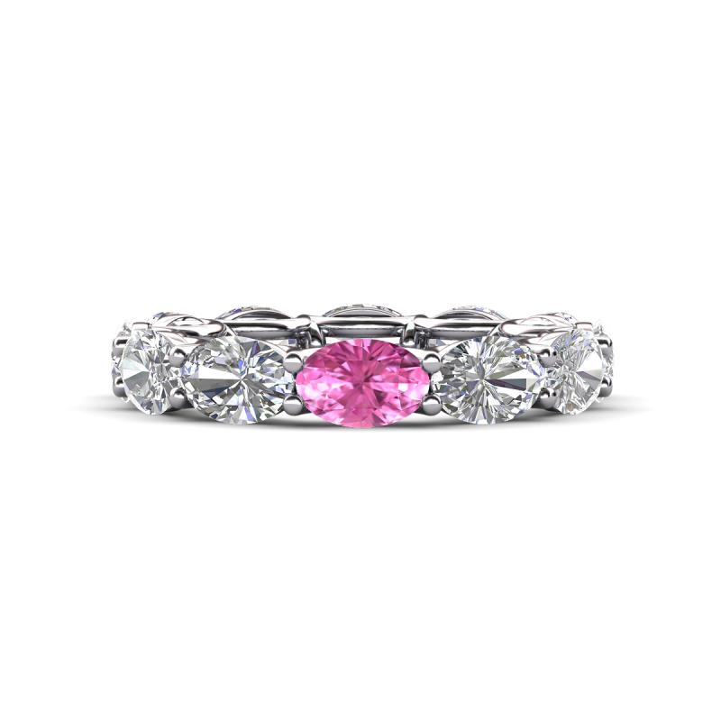 Madison 6x4 mm Oval Lab Grown Diamond and Pink Sapphire Eternity Band 