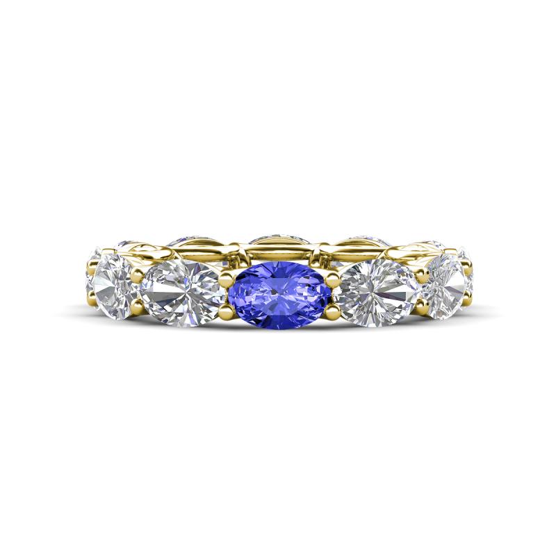 Madison 6x4 mm Oval Lab Grown Diamond and Tanzanite Eternity Band 