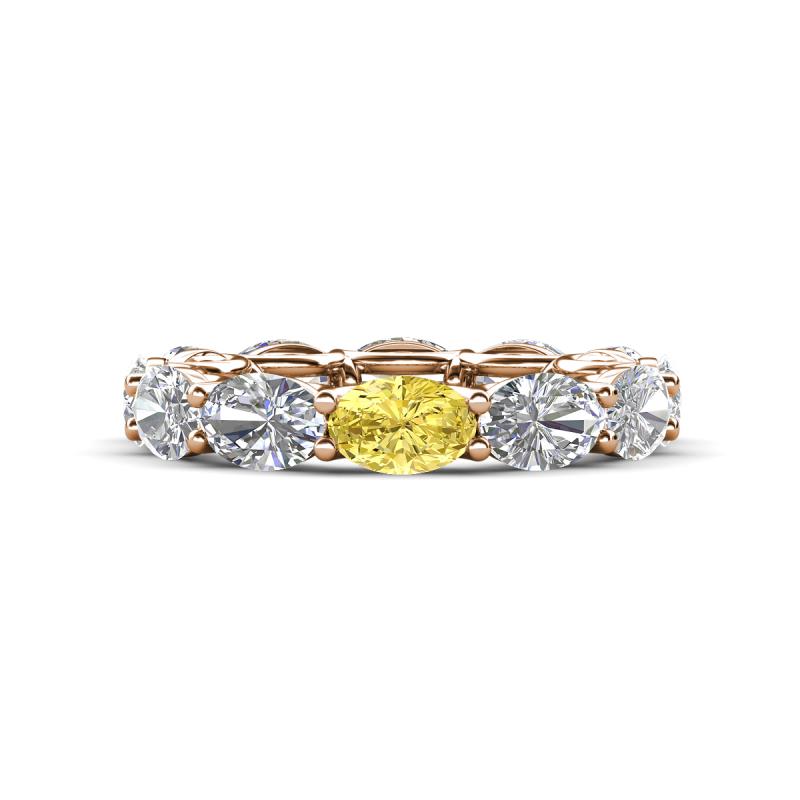 Madison 6x4 mm Oval Lab Grown Diamond and Yellow Sapphire Eternity Band 