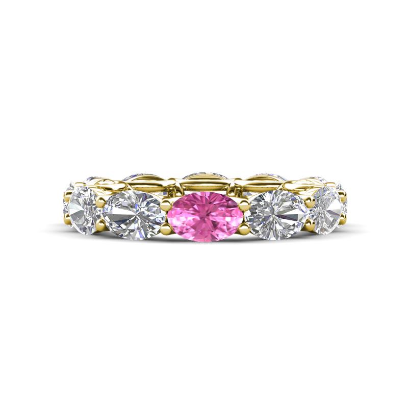 Madison 6x4 mm Oval Lab Grown Diamond and Pink Sapphire Eternity Band 