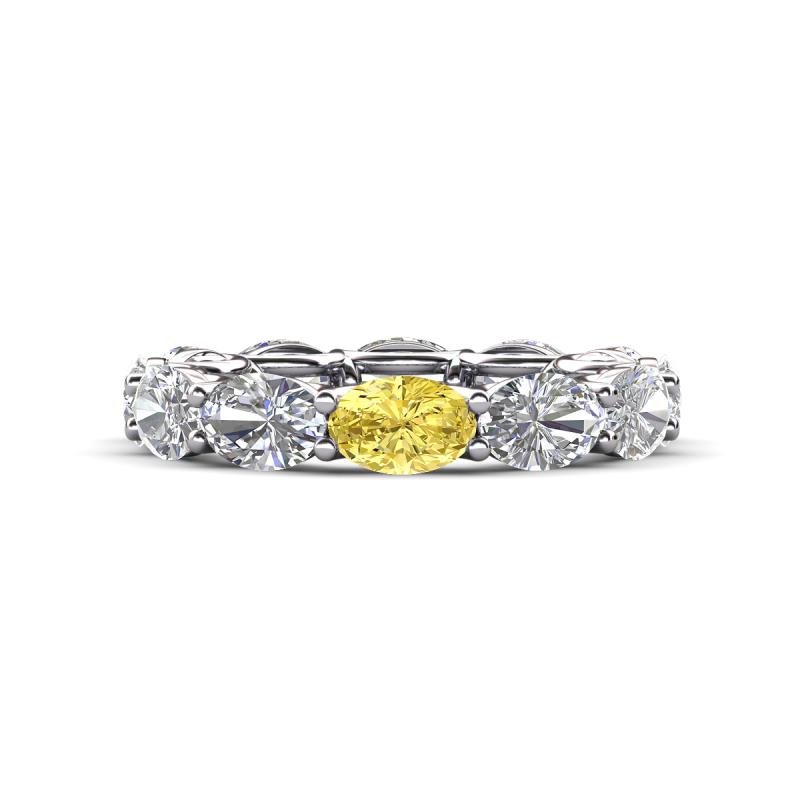 Madison 6x4 mm Oval Lab Grown Diamond and Yellow Sapphire Eternity Band 