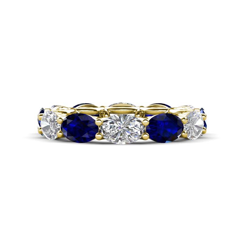 Madison 6x4 mm Oval Diamond and Blue Sapphire Eternity Band 