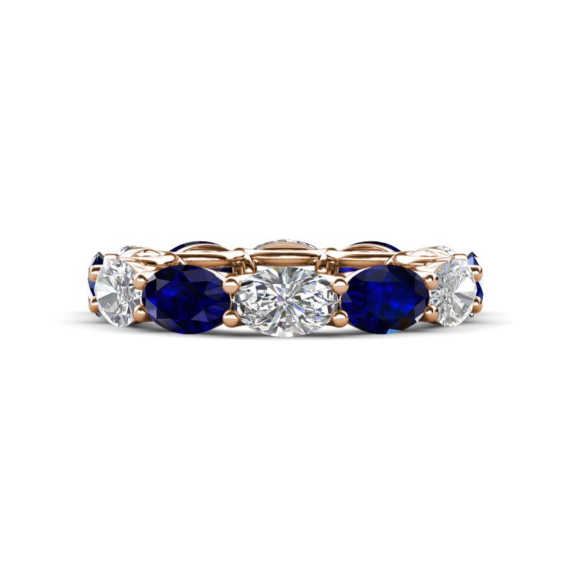 Madison 6x4 mm Oval Diamond and Blue Sapphire Eternity Band 