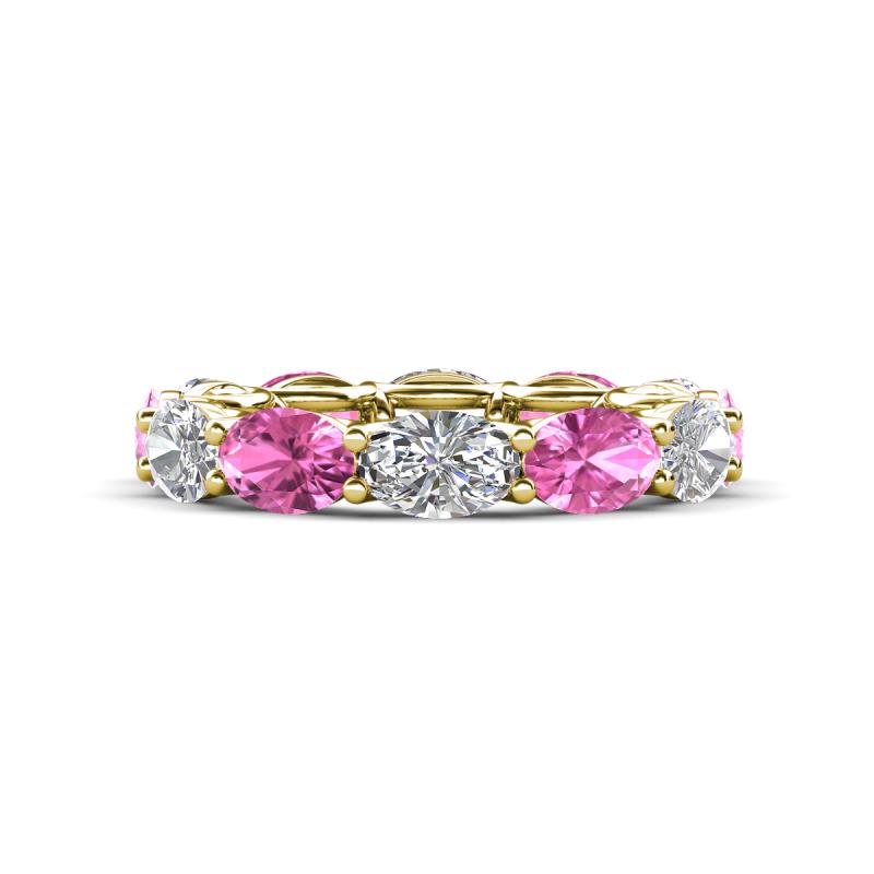 Madison 6x4 mm Oval Diamond and Pink Sapphire Eternity Band 