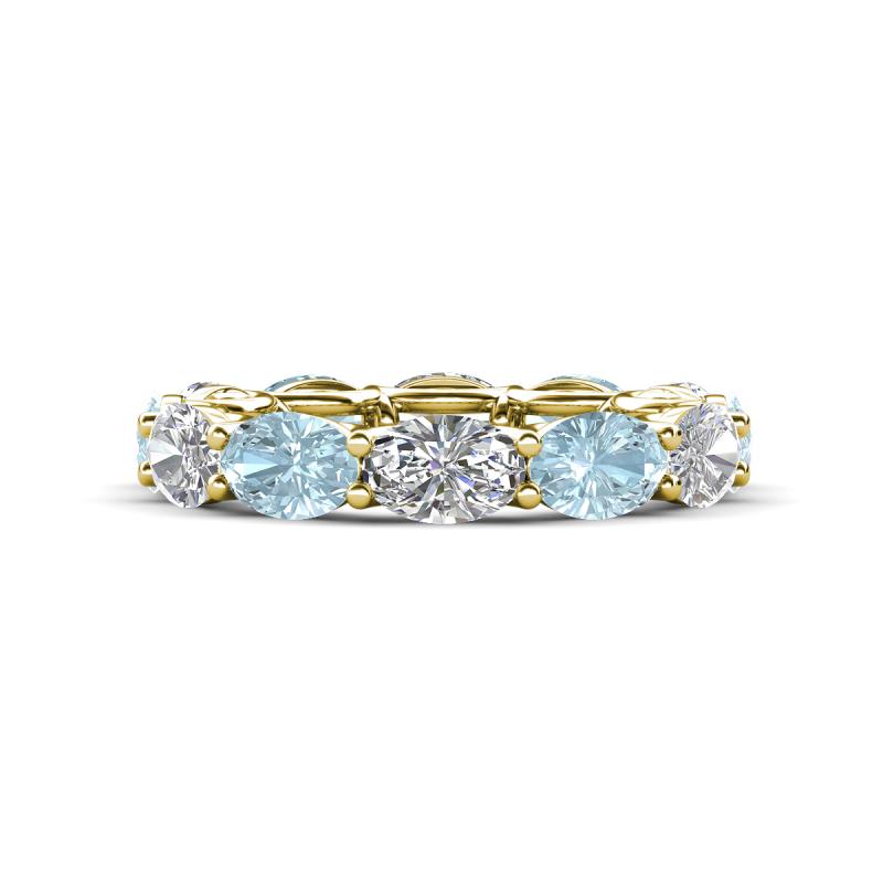 Madison 6x4 mm Oval Diamond and Aquamarine Eternity Band 