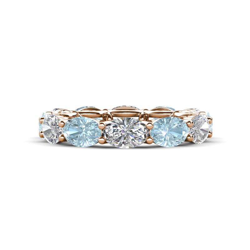 Madison 6x4 mm Oval Diamond and Aquamarine Eternity Band 