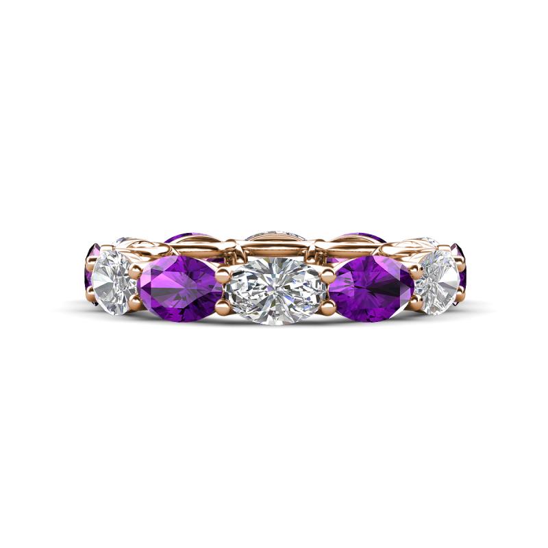 Madison 6x4 mm Oval Diamond and Amethyst Eternity Band 