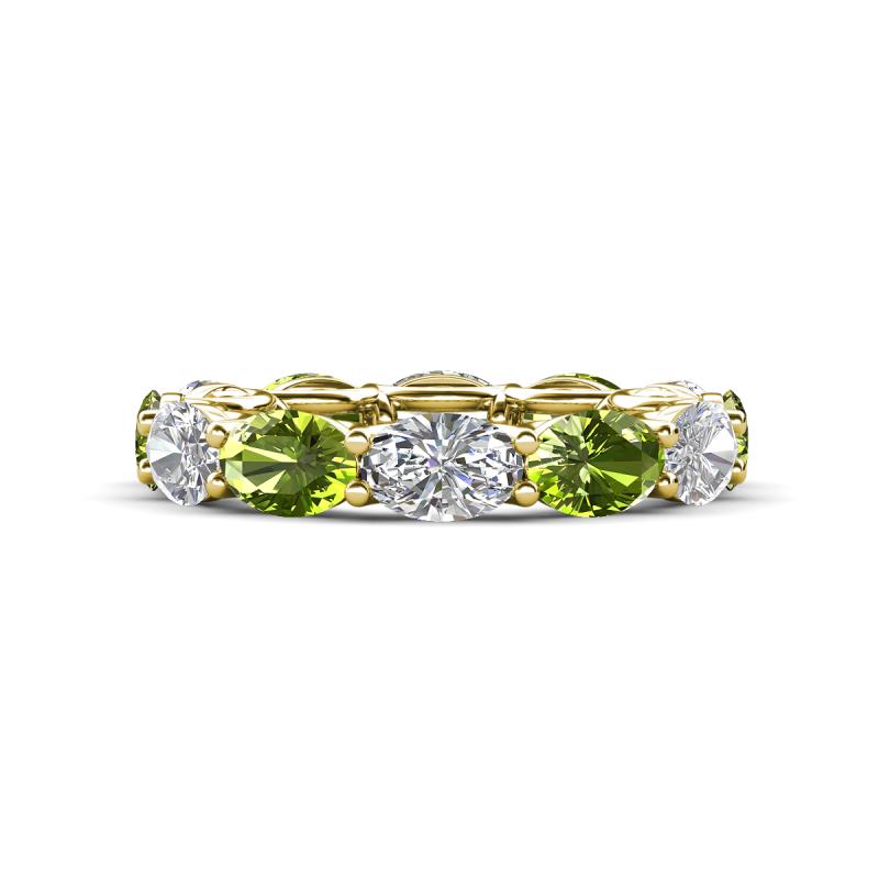 Madison 6x4 mm Oval Diamond and Peridot Eternity Band 