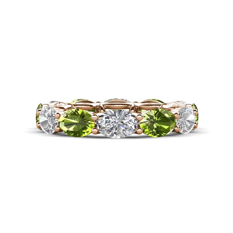 Madison 6x4 mm Oval Diamond and Peridot Eternity Band 